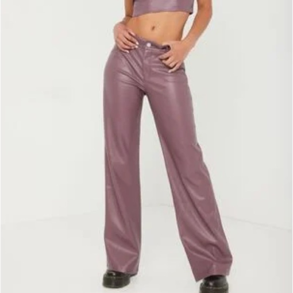 NWOT M Garage Brooke Faux Leather Low Rise Straight Leg Pant - super soft